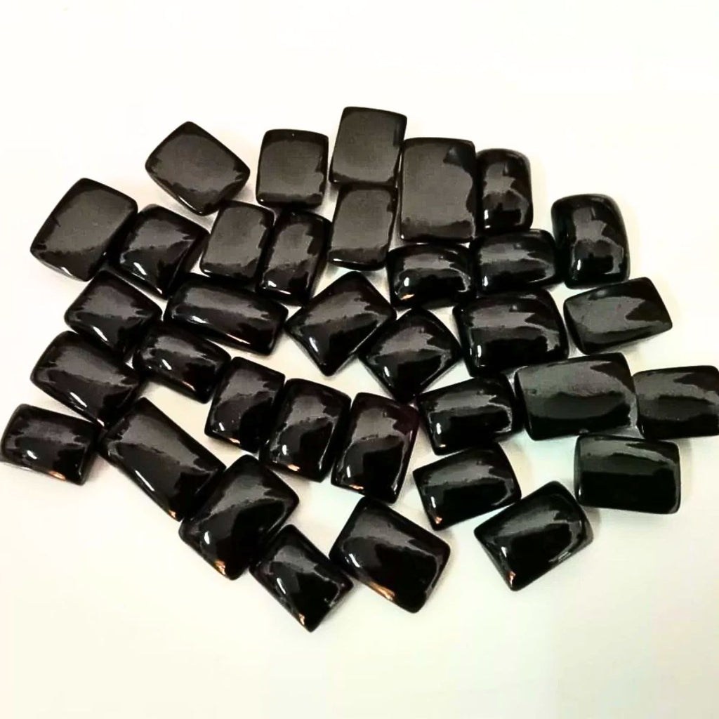 Natural Black Onyx Cabochon Rectangle Cushion Shape Fine Quality Loose Gemstone at Wholesale Rates (Rs 15/Carat)