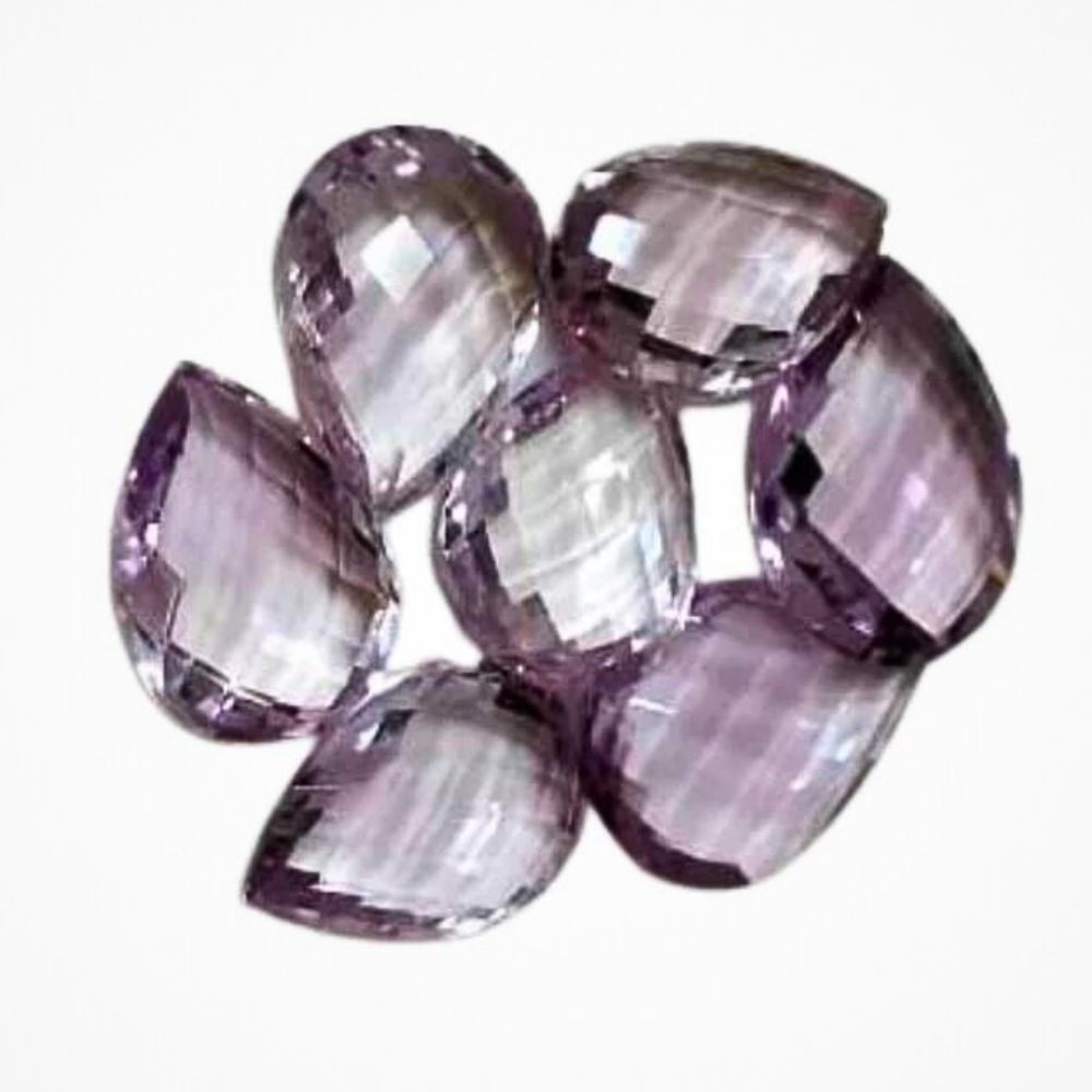 Natural Amethyst Checker Pear Shape Fine Quality Loose Gemstone at Wholesale Rates (Rs 45/Carat)