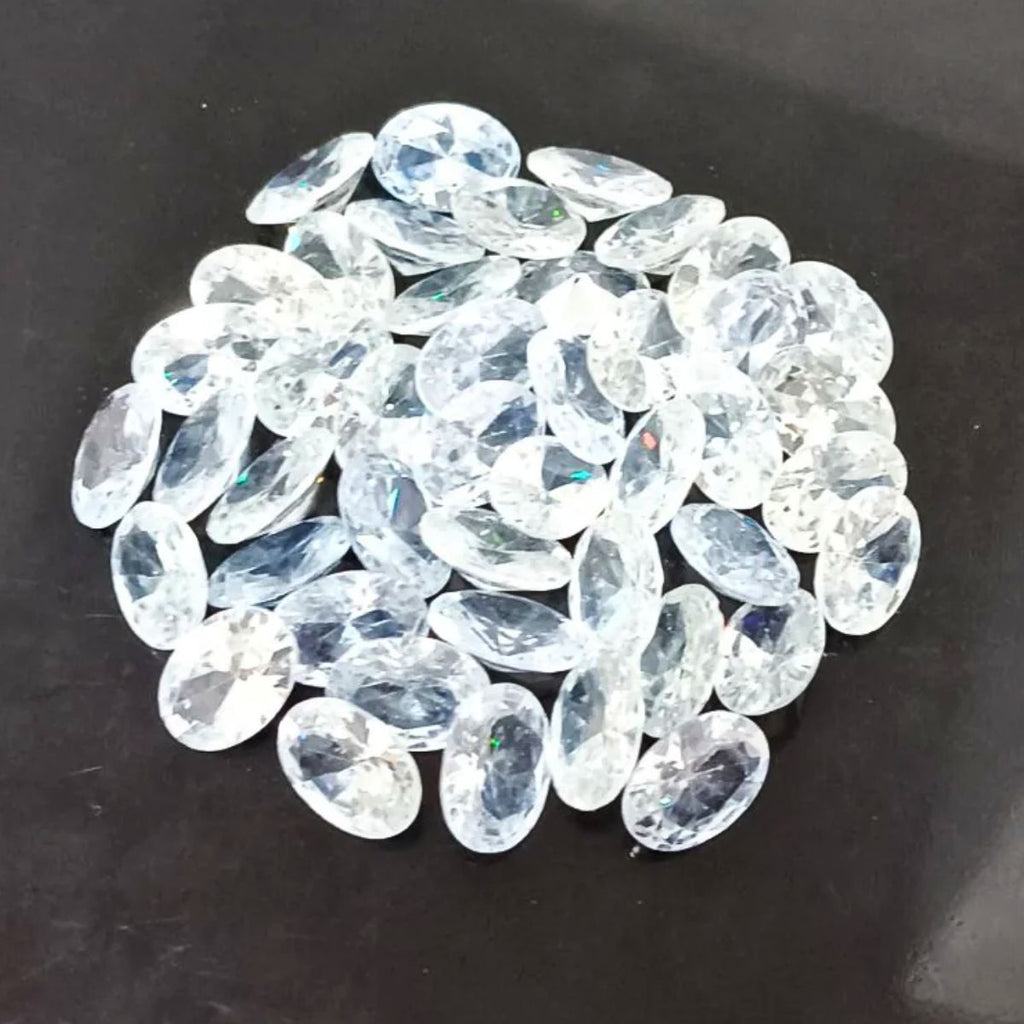 Created White Cubic Zircon Oval Shape Fine Quality Loose Gemstone at Wholesale Rates (Rs 4/Carat)