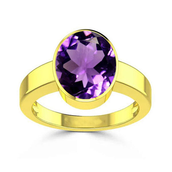 Natural Amethyst Katella Feburary month stone Gold Plated Ring