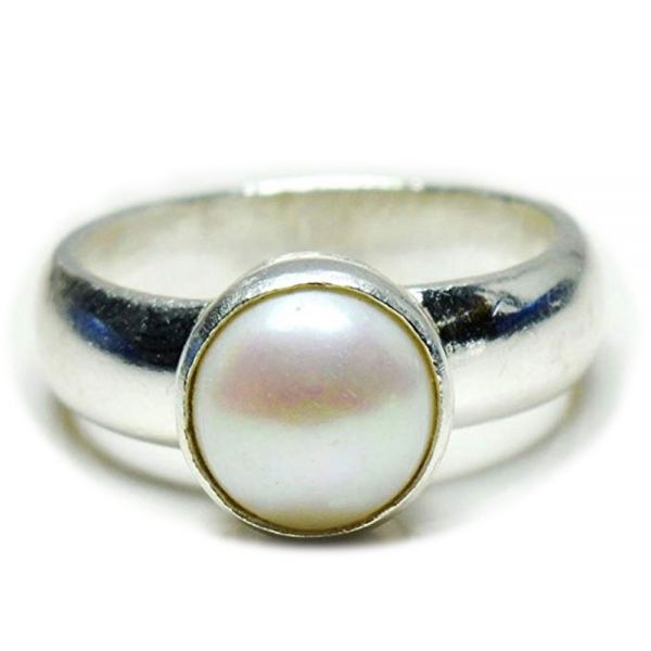 Natural Fresh Water Pearl (Moti) June month stone 925 Sterling Silver Ring to ratti Simple Oval Shape For Mens Womens ring size IND:6 28