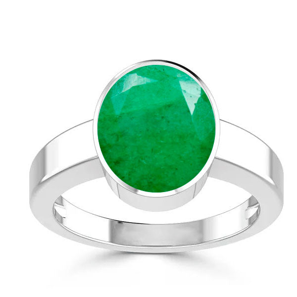 Natural Emerald (Panna) May month stone 925 Sterling Silver Ring to ratti Simple Oval Shape For Mens Womens ring size IND:6-28