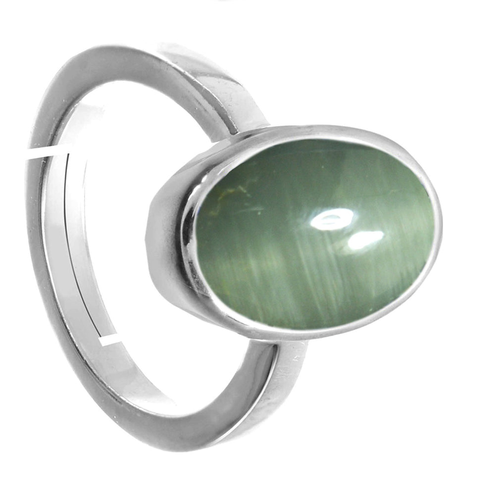 Natural Cats-Eye-stone-Sterling Silver-Adjustable Ring to ratti  Simple Oval Shape For Mens Womens ring size IND:6-30