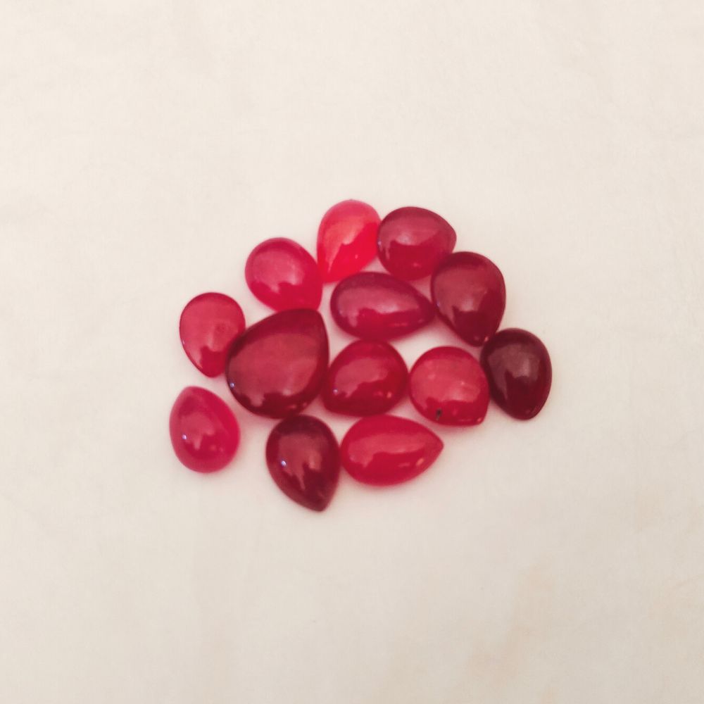 14x9 mm Certified order Natural Ruby Pear Cabochon 6.96 Cts Unheated Dark Red Loose Gemstone