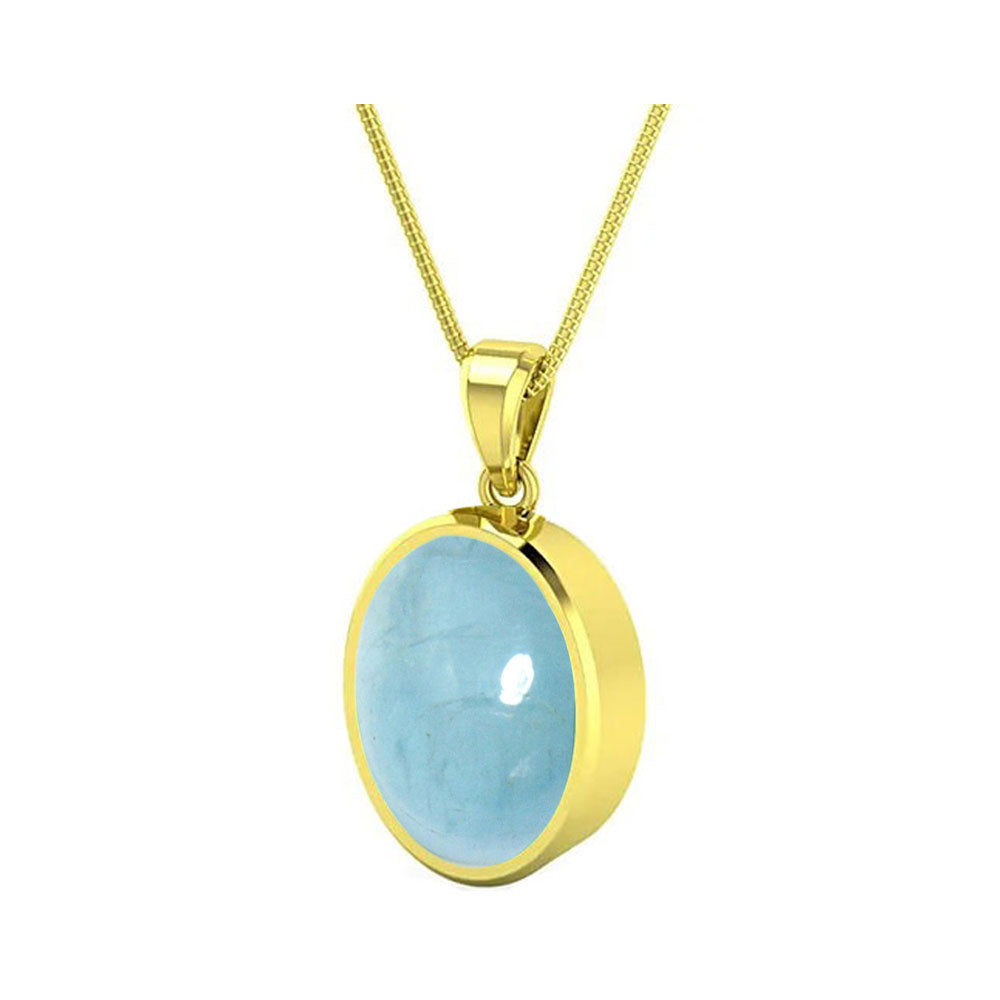 Choose Your Natural Aquamarine Gemstone Gold Plated Pendant Oval Shape To Ratti Astrological Handcrafted Jewelry Gift for Women Men Chakra