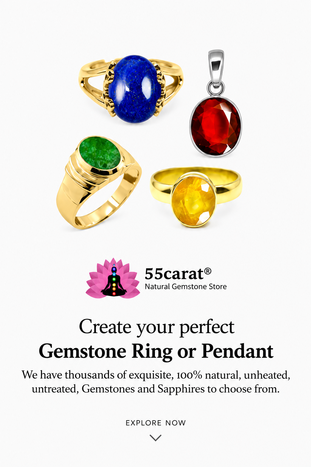 55carat natural certified gemstones and jewellery