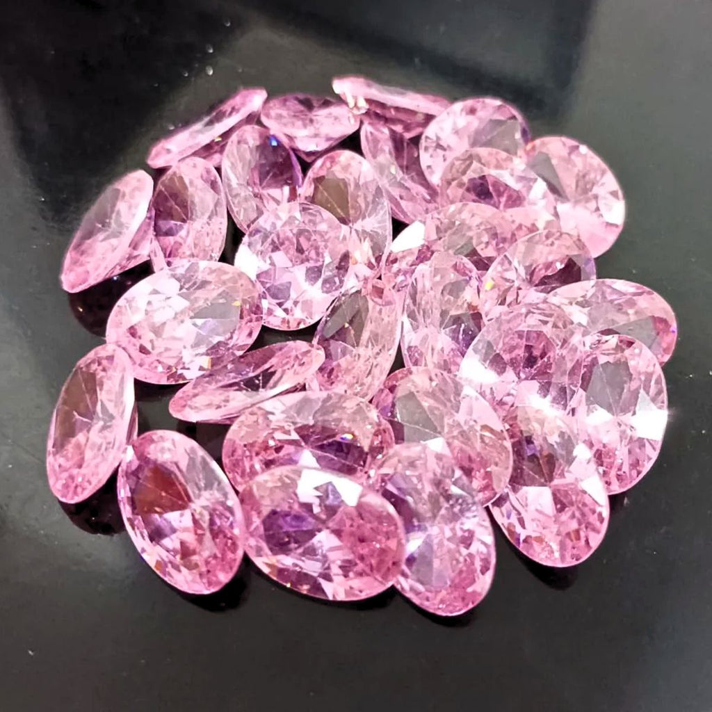 Created Pink Cubic Zircon Oval Shape Fine Quality Loose Gemstone at Wholesale Rates (Rs 4/Carat)