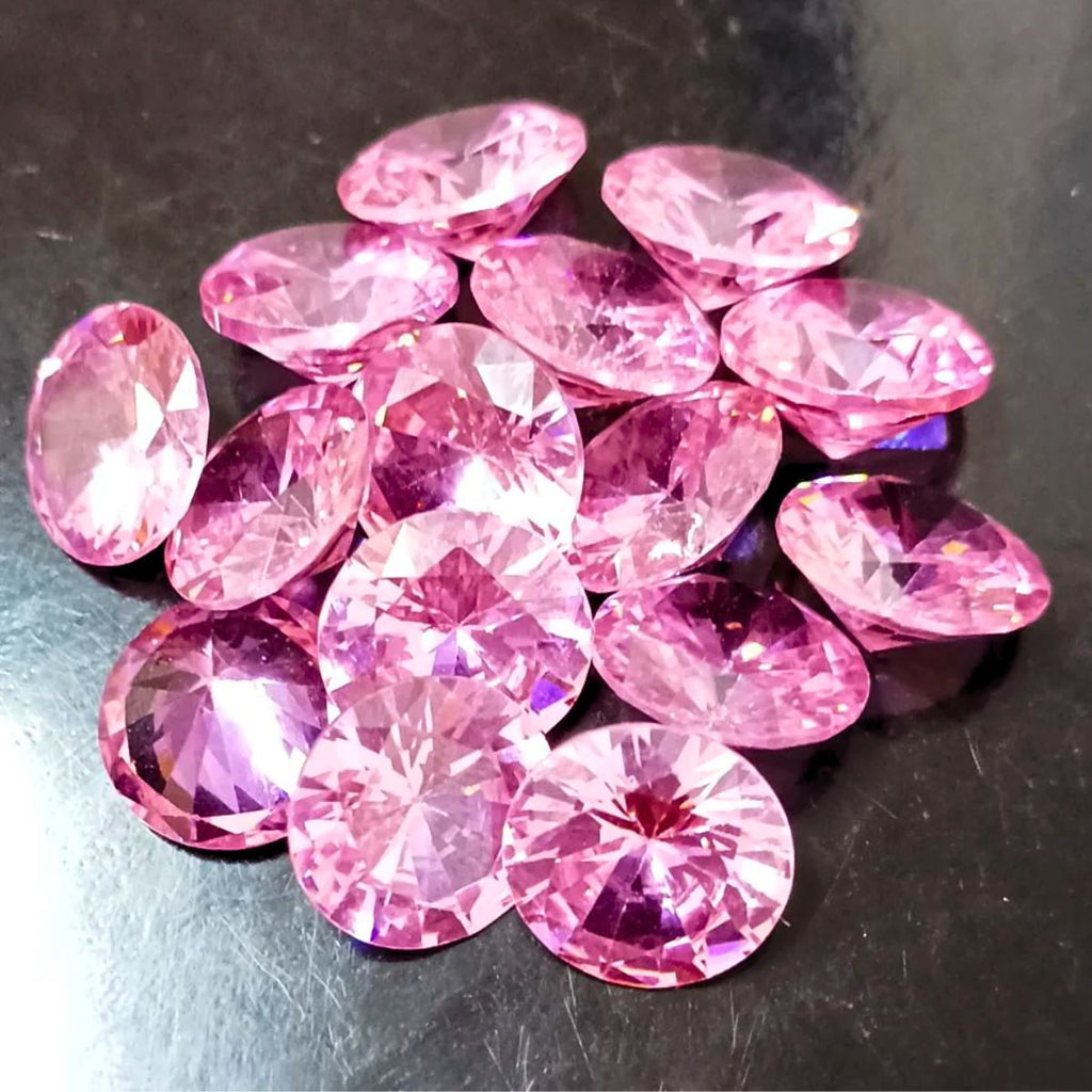 Created Pink Cubic Zircon Round Shape Fine Quality Loose Gemstone at Wholesale Rates (Rs 4/Carat)