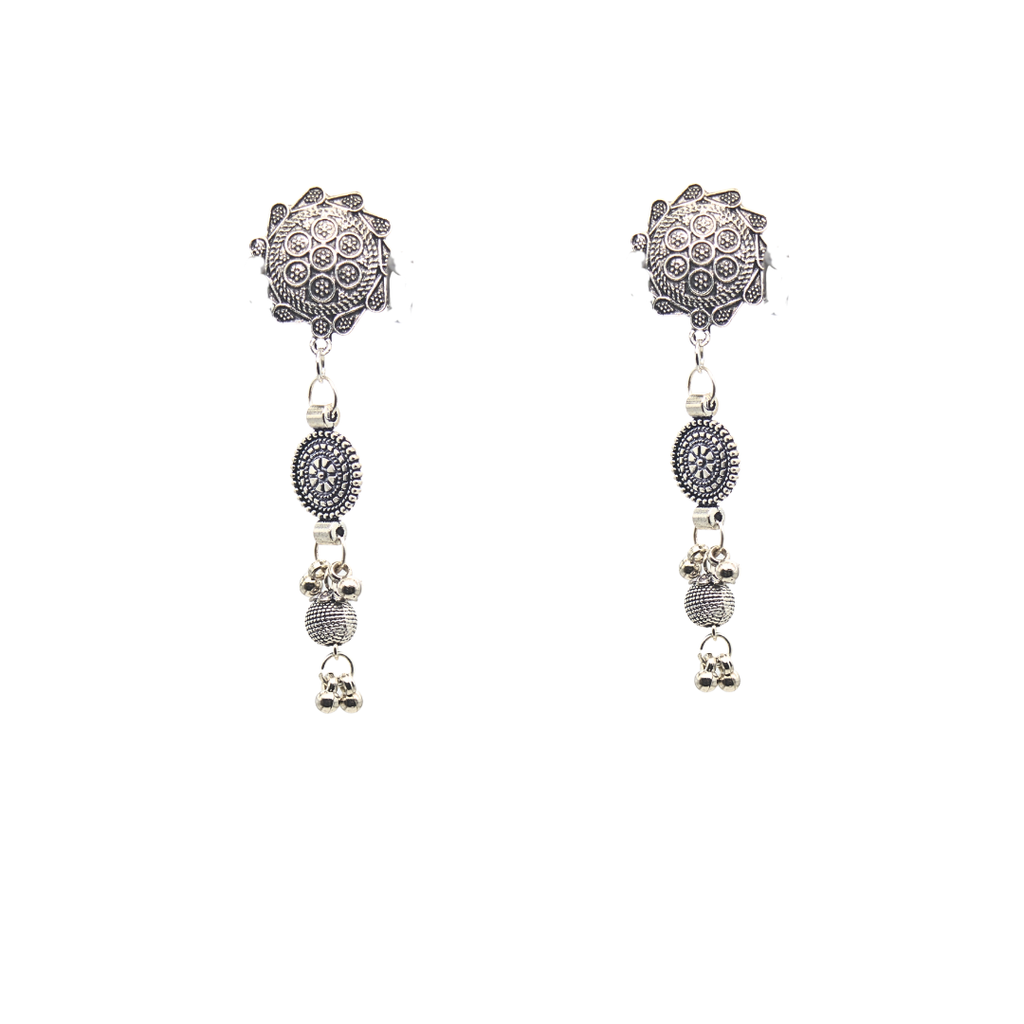 Handmade Oxidized Silver Long Dangle Earrings for Women Traditional Ethnic Tribal Statement Earrings for Women