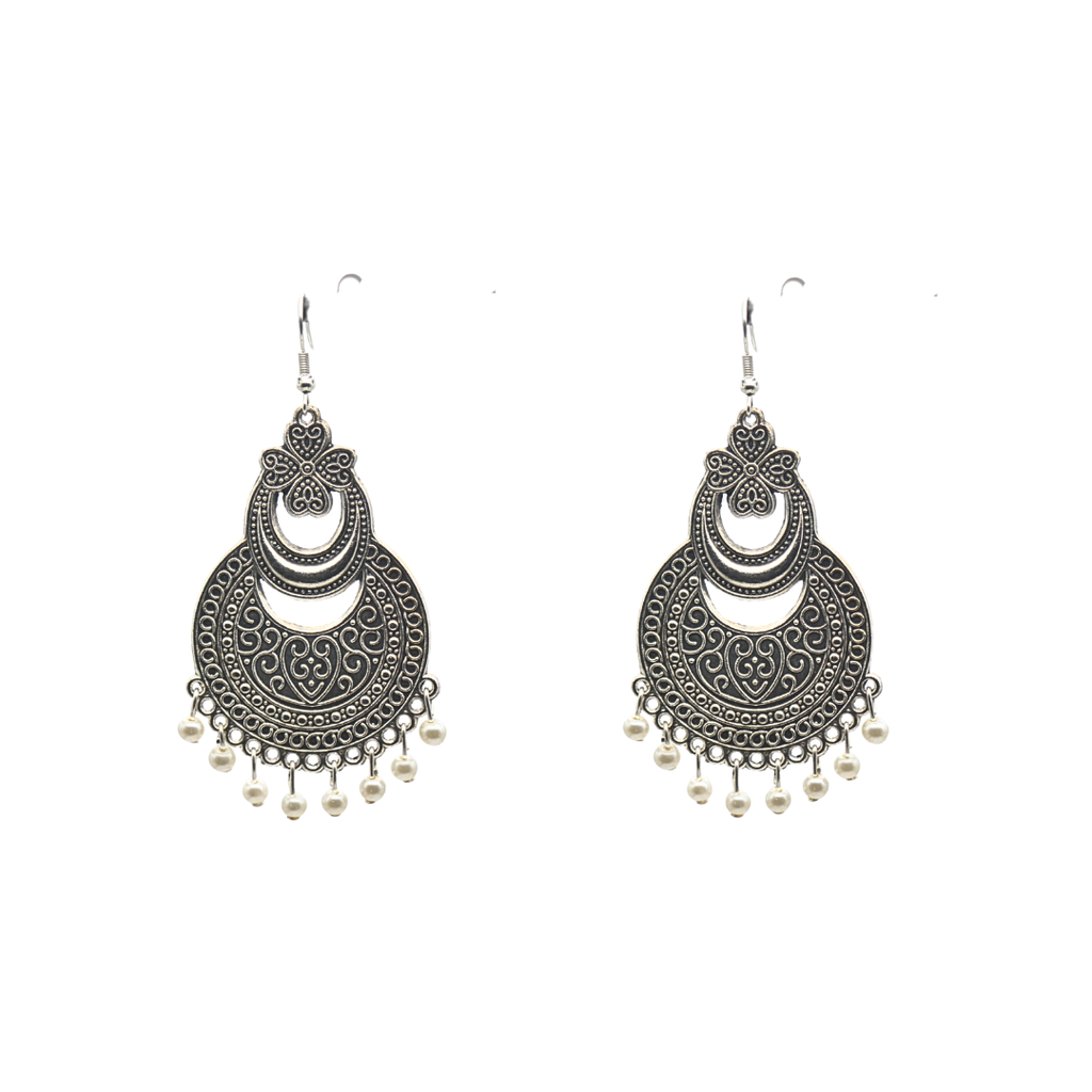 Adorn your ears with the timeless beauty of these oxidized silver Chandbali earrings exquisite oxidized silver Chandbali earrings and experience the timeless beauty for Women
