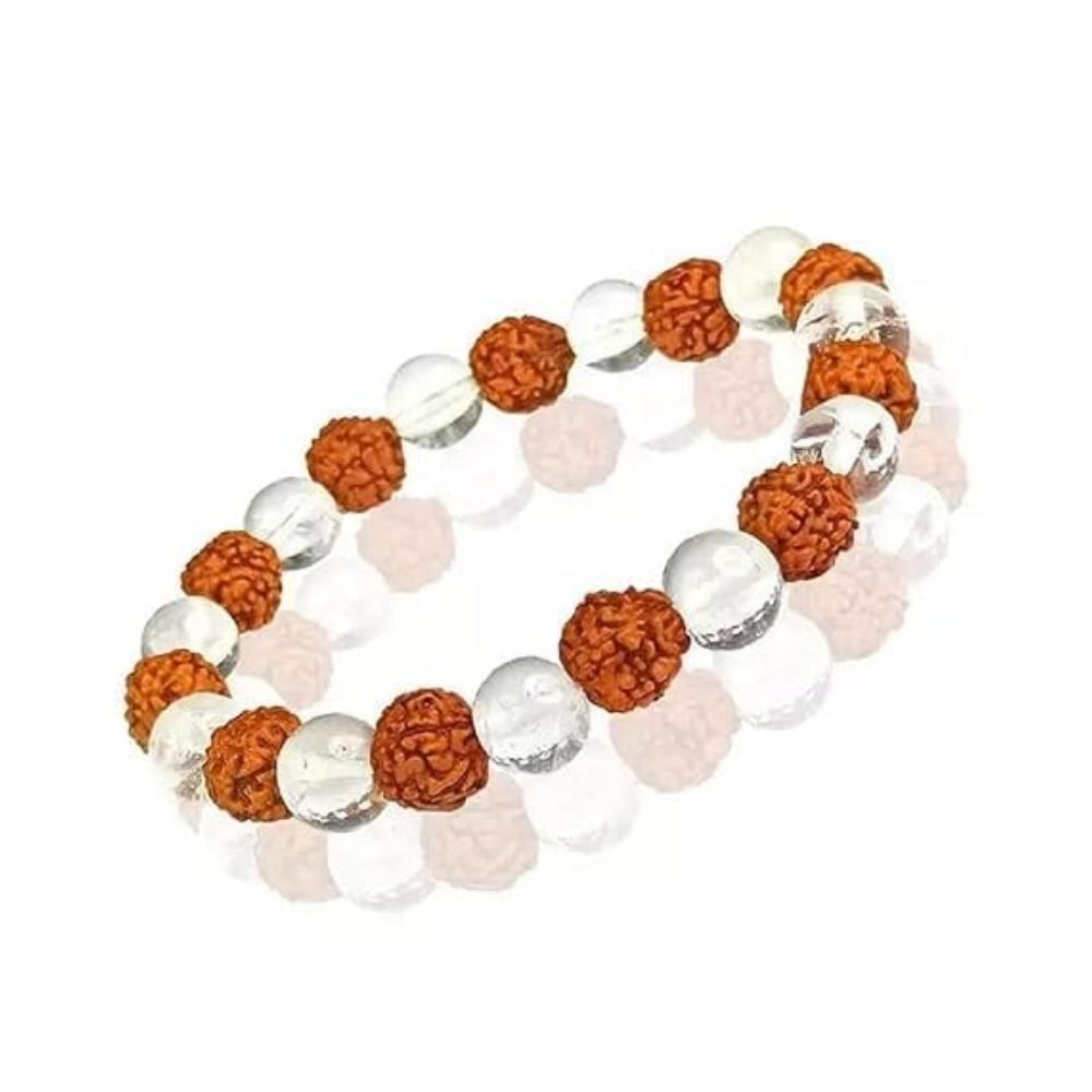 Natural Certified Crystal Quartz Bracelet, Rudraksha Bracelet, Multi Onyx Stone Bracelet, Semi Precious Crystal Gemstone Bracelets for Women and Men