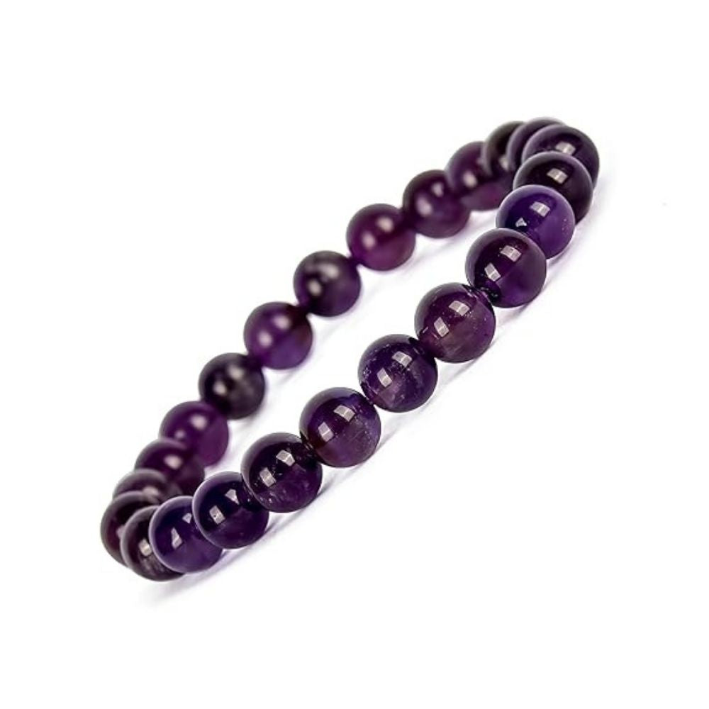 Natural Amethyst Crystal Healing Bead Bracelets for Energy ,Health, Wealth, Prosperity for Men & Women