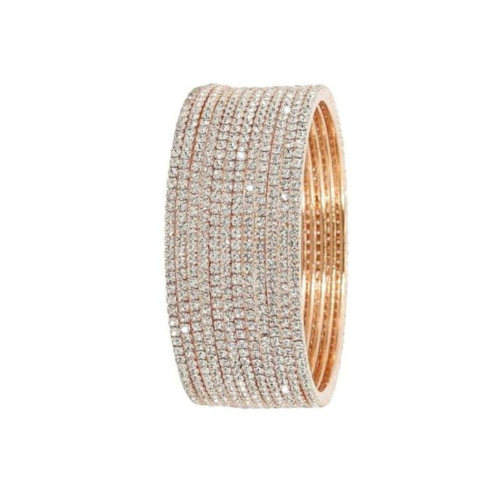Amercian Diamond Stylish Bangles Chudi Set Fashion Jewellery Wedding, Party, Occasion-Set of 12 For Women Size 2.8
