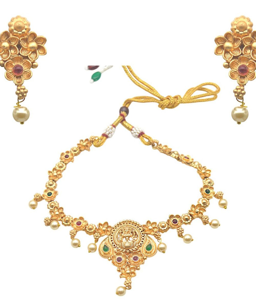 Fashion Indian Bridal Jewelry Peacock Design with Hanging White beads Earrings Gold Plated Necklace Set Choker