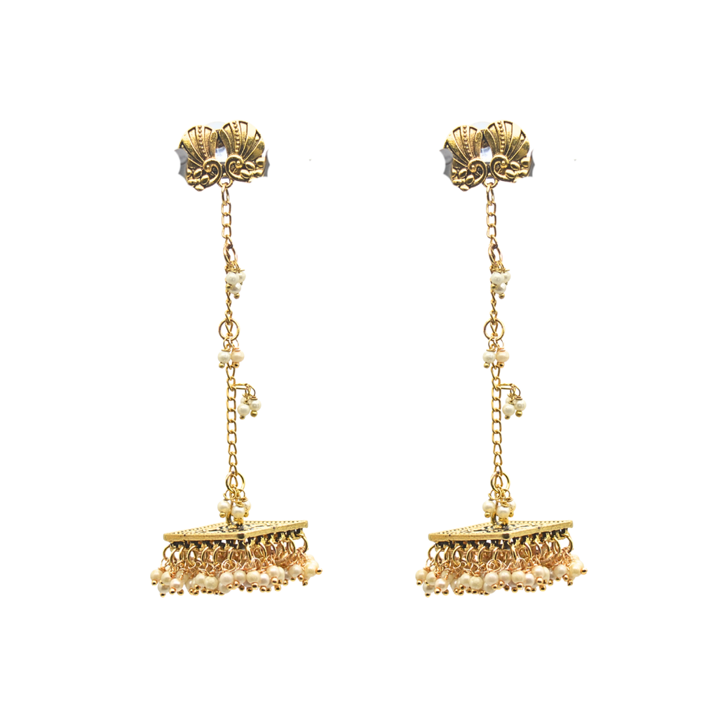 Featuring an intricate vintage-inspired design, beautifully detailed circular motif at the top. Perfect for weddings, festive occasions, or any special event, these earrings blend traditional