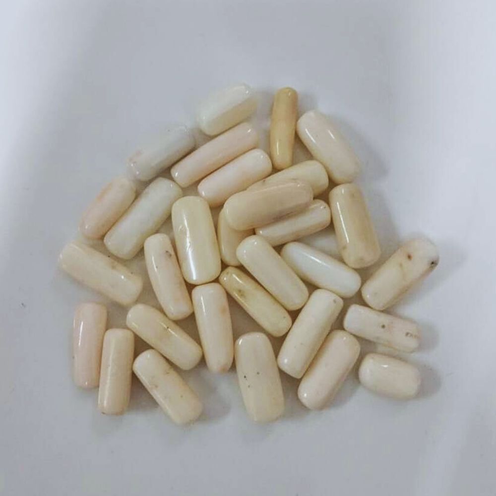 Natural White Coral Cabochon Capsule Shape Fine Quality Loose Gemstone at Wholesale Rates (Rs 45/Carat)