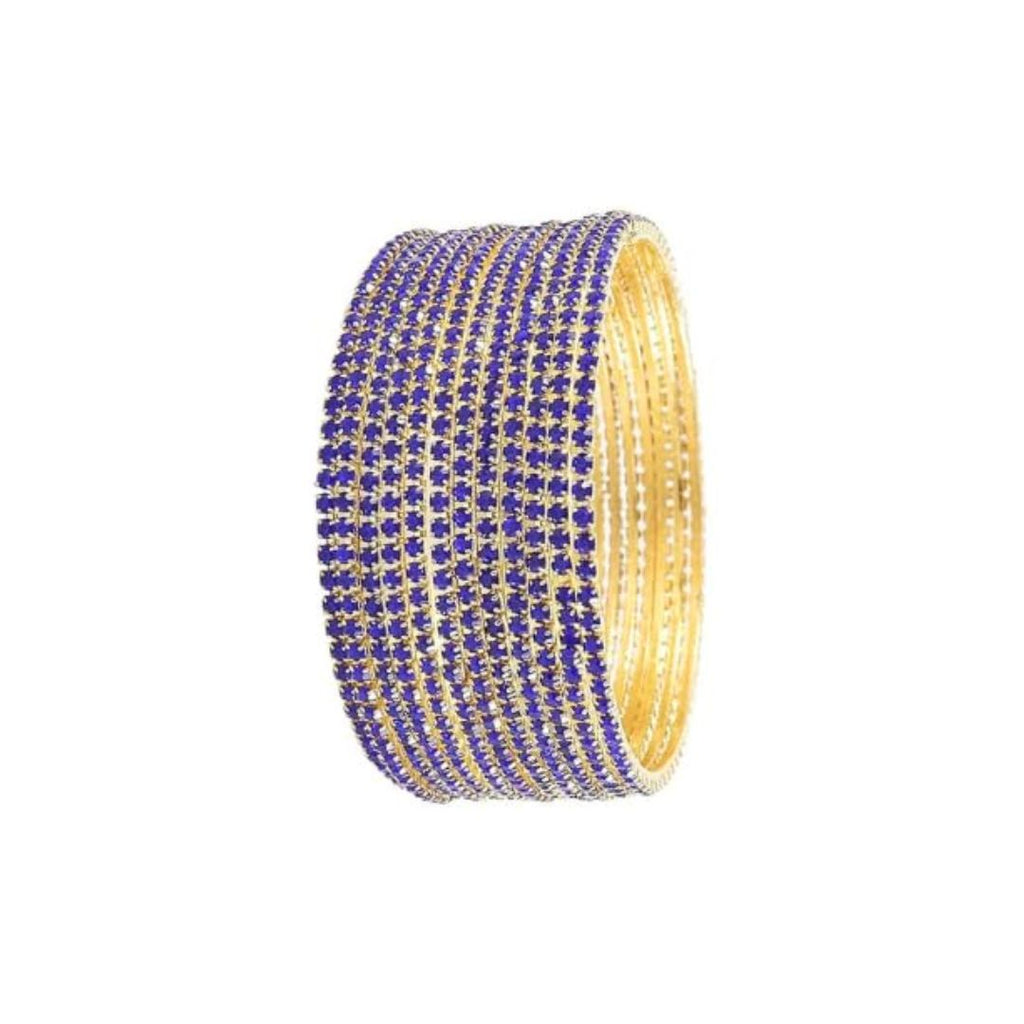 Beautiful Sparkling CZ Studded Gold Plated Occasional Wear American Diamond Bangles Set for Women Size 2.8