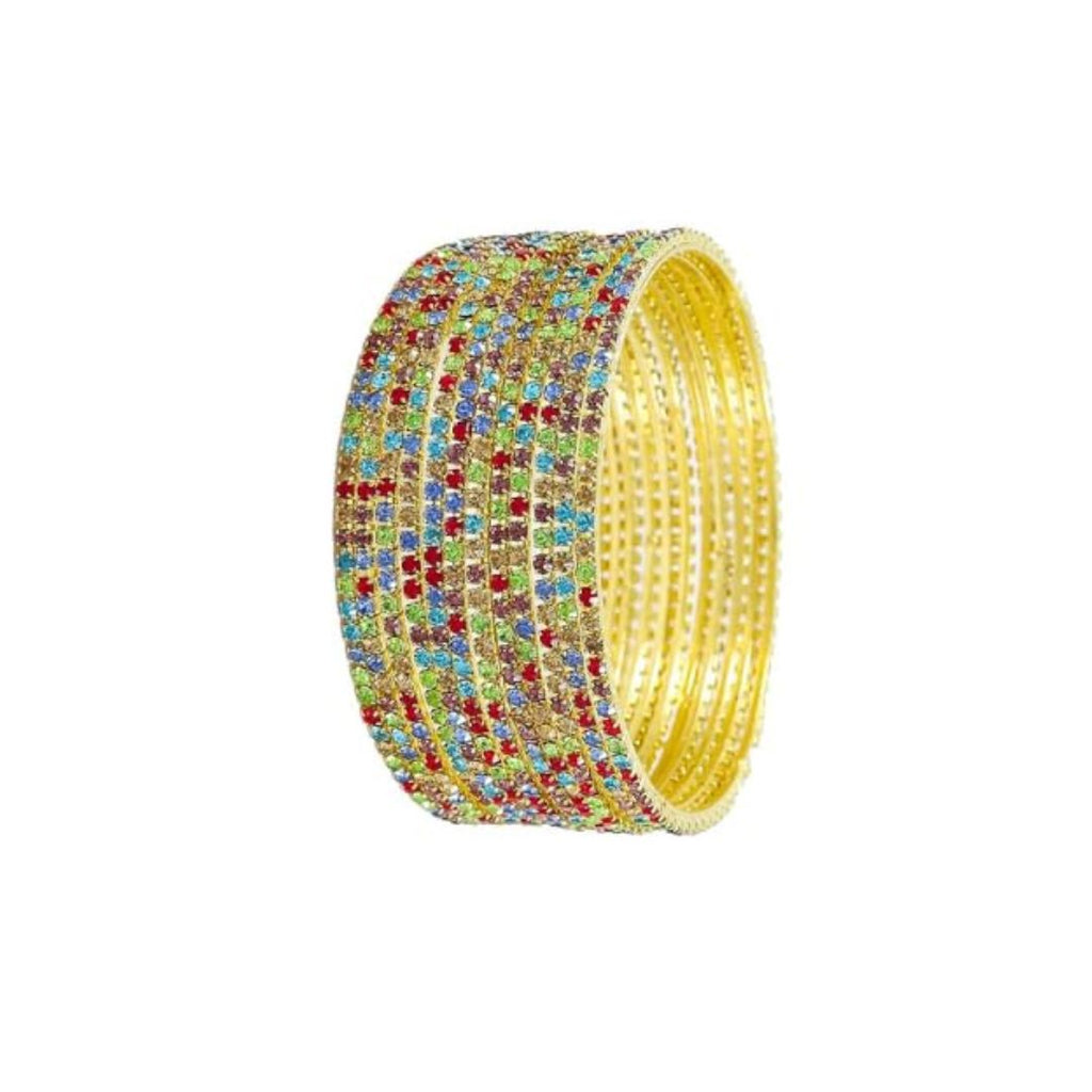 Vintage Style Fashion Set of 12 Latest Occassion wear Traditional Design Gold Plated Stone Bangle for Women Size 2.6