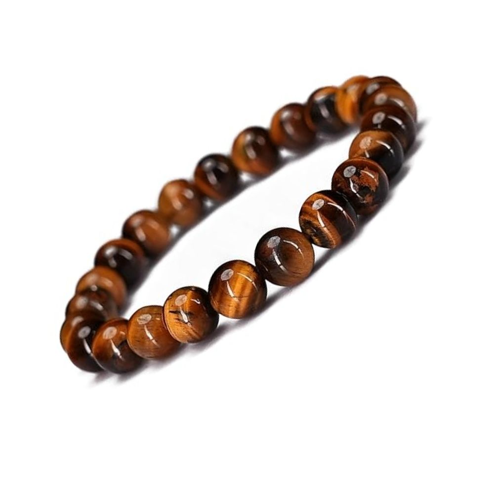 Natural Certified Tiger Eye Bracelet Round Beads Crystal Energy Chakra Healing Stone for Men and Women