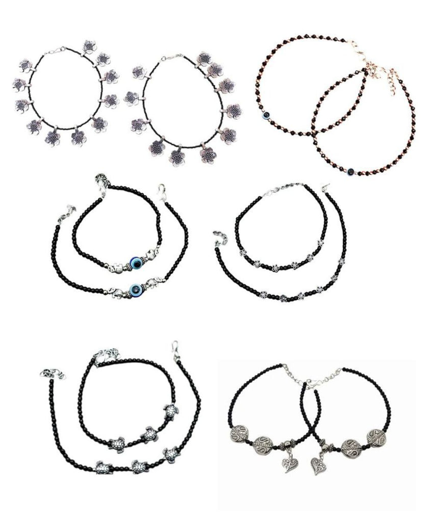 Black Beads Nazariya Anklet Combo Pack will come with Unique Surprising Gift for Women (Combo pack of 5)
