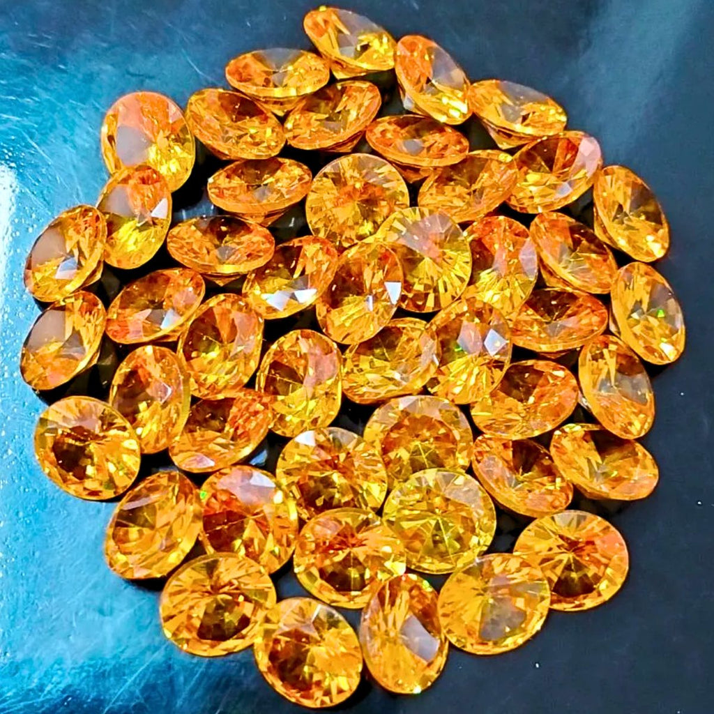 Created Orange Cubic Zircon Round Shape Fine Quality Loose Gemstone at Wholesale Rates (Rs 4/Carat)