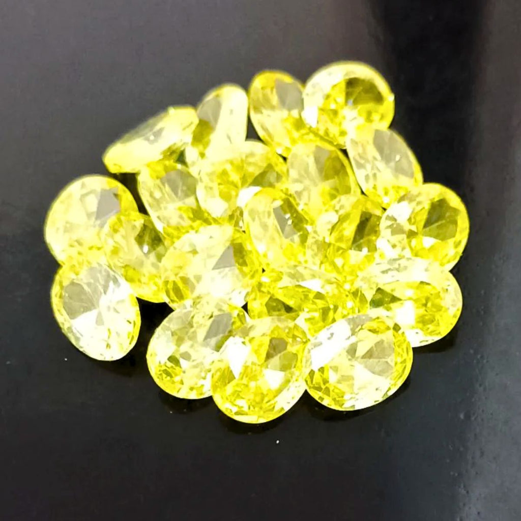 Created Lemon Cubic Zircon Oval Shape Fine Quality Loose Gemstone at Wholesale Rates (Rs 4/Carat)