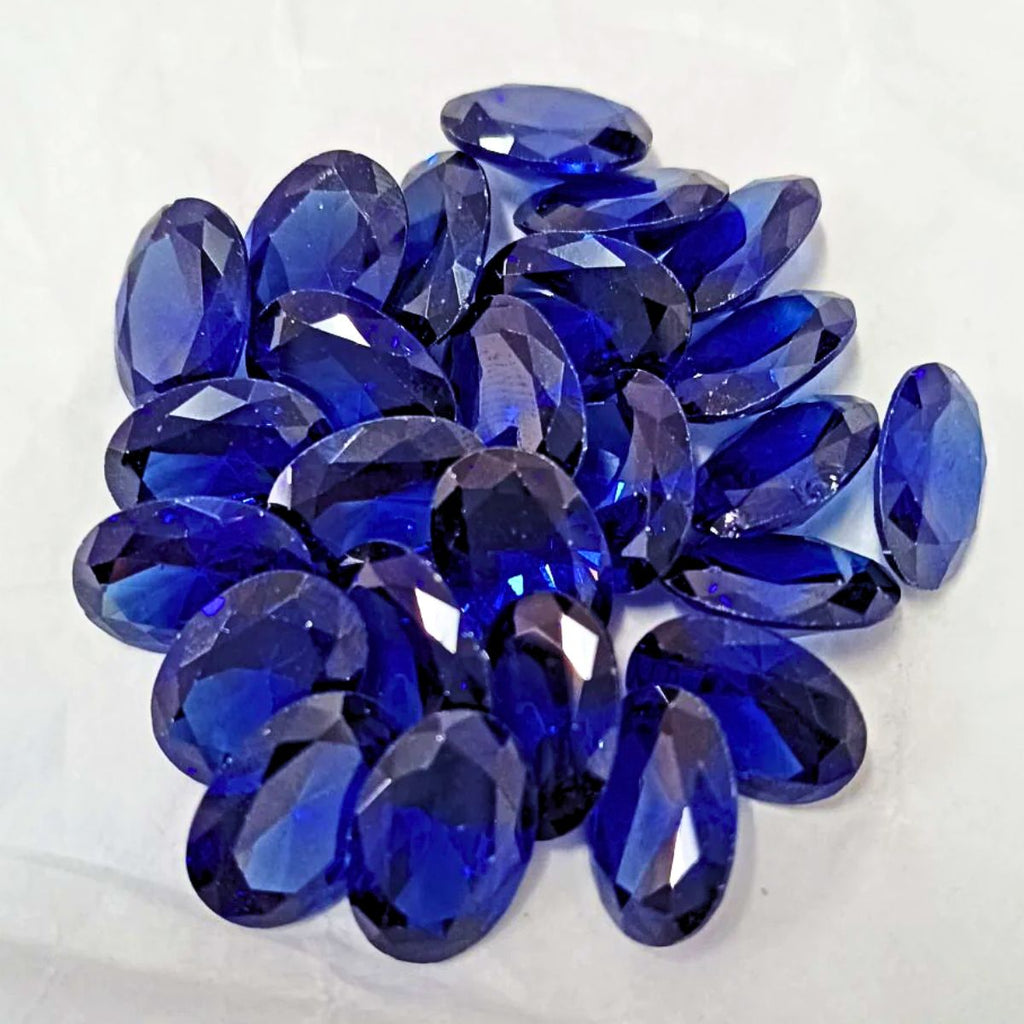 Created Blue Cubic Zircon Oval Shape Fine Quality Loose Gemstone at Wholesale Rates (Rs 4/Carat)