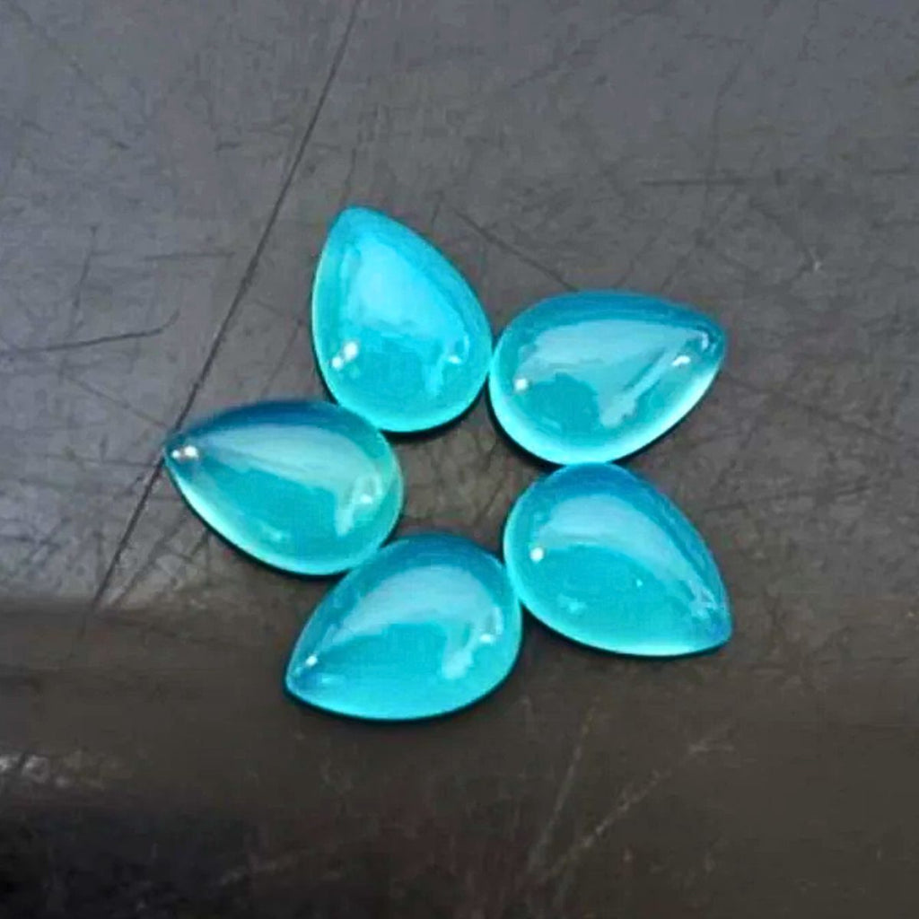 Natural Blue Chalcedony Cabochon Pear Shape Fine Quality Loose Gemstone at Wholesale Rates (Rs 20/Carat)