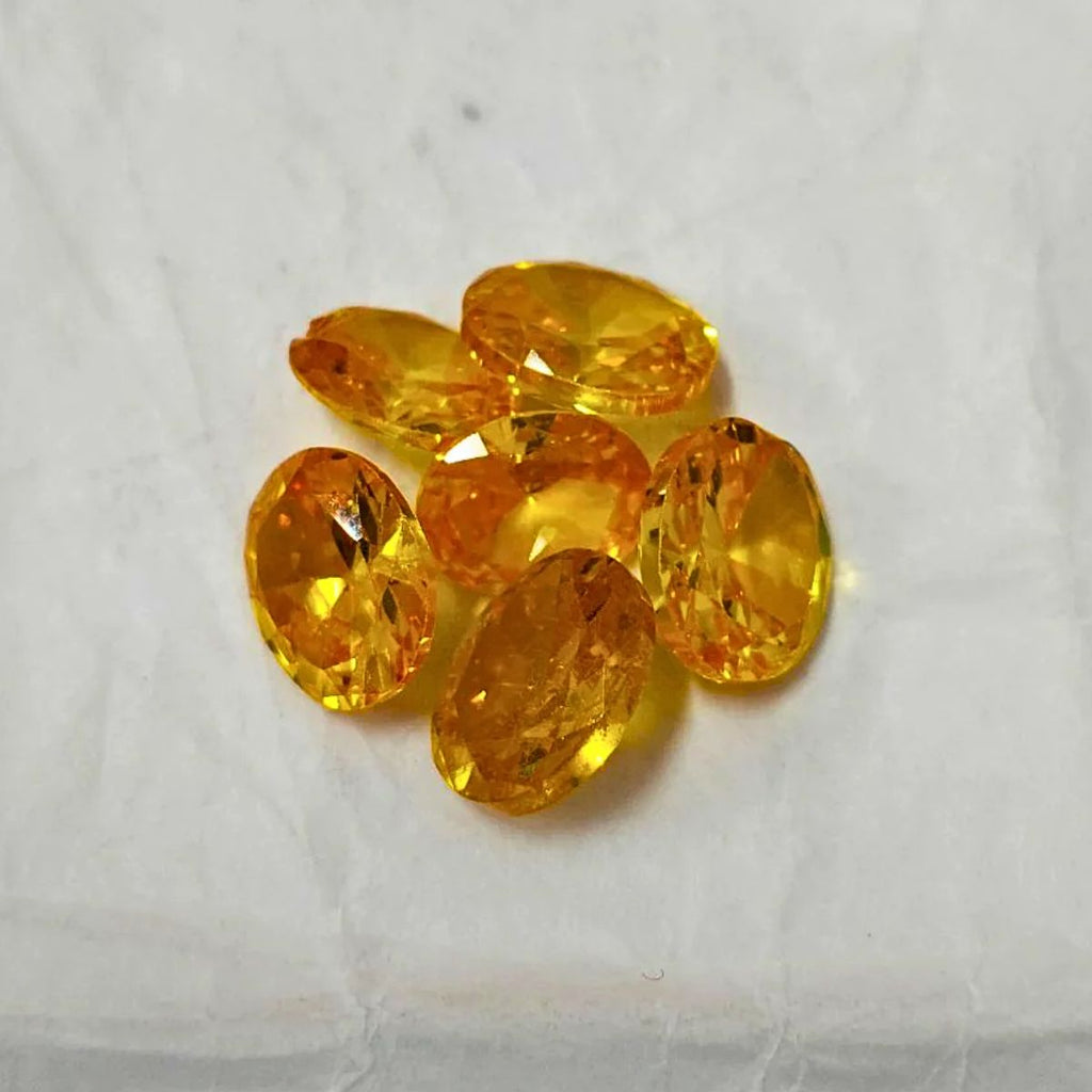Created Yellow Cubic Zircon Oval Shape Fine Quality Loose Gemstone at Wholesale Rates (Rs 4/Carat)