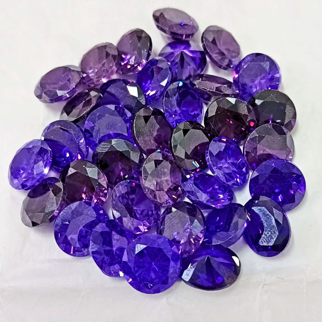 Created Purple Cubic Zircon Round Shape Fine Quality Loose Gemstone at Wholesale Rates (Rs 4/Carat)