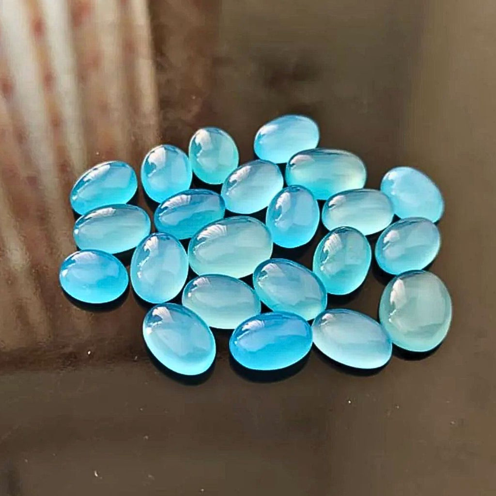 Natural Blue Chalcedony Cabochon Oval Shape Fine Quality Loose Gemstone at Wholesale Rates (Rs 20/Carat)
