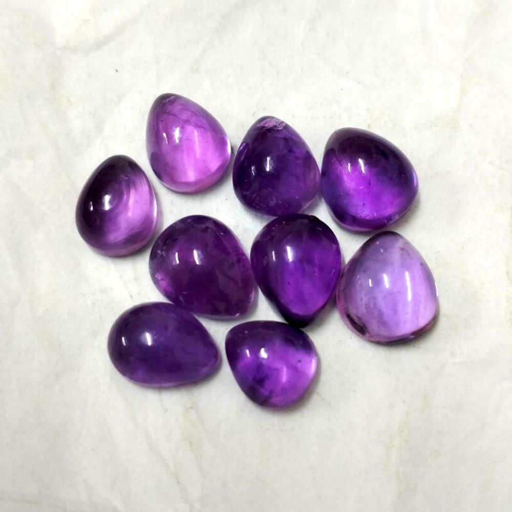 Natural Amethyst Cabochon Pear Shape Fine Quality Loose Gemstone at Wholesale Rates (Rs 45/Carat)