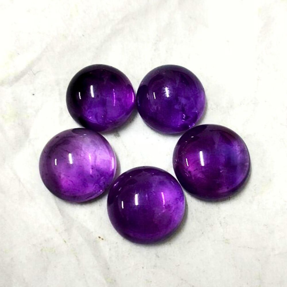 Natural Amethyst Cabochon Round Shape Fine Quality Loose Gemstone at Wholesale Rates (Rs 45/Carat)