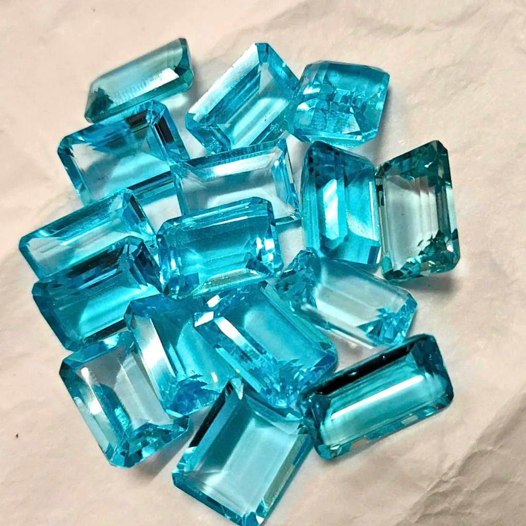 Natural Blue Topaz Rectangle Shape Fine Quality Loose Gemstone at Wholesale Rates (Rs 125/Carat)