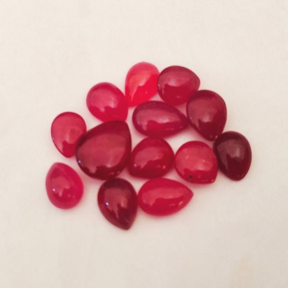 Natural Ruby Cabochon Pear Shape Fine Quality Loose Gemstone at Wholesale Rates (Rs 150/Carat)