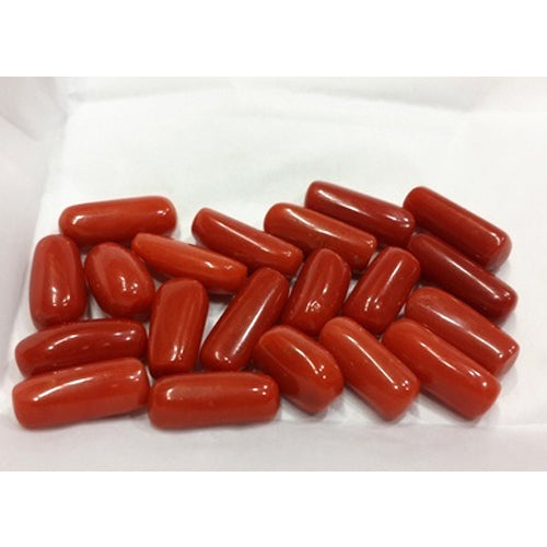 Natural Red Coral Cabochon Capsule Shape Fine Quality Loose Gemstone at Wholesale Rates (Rs 350/Carat) 8 To 12