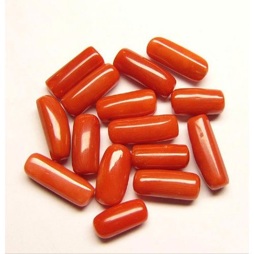 Natural Red Coral Cabochon Capsule Shape Fine Quality Loose Gemstone at Wholesale Rates (Rs 250/Carat) 5 To7