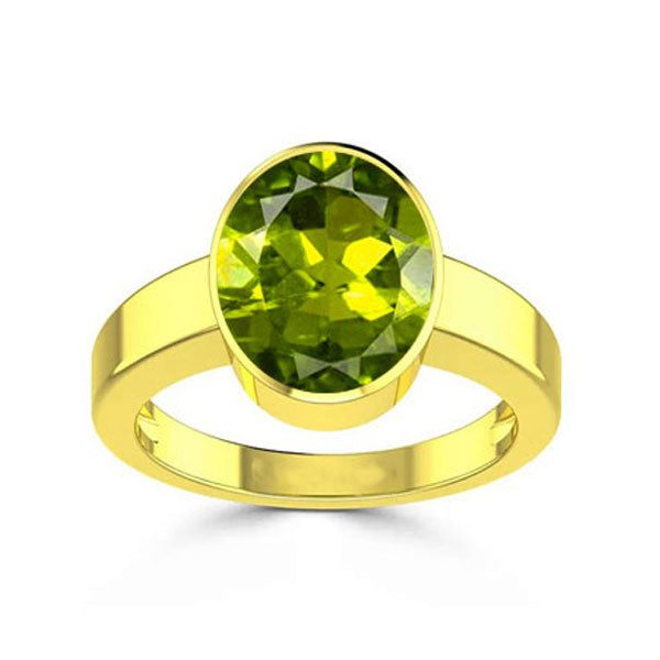 Natural Peridot (Surya) August Month Stone Gold Plated Ring 2.25 to 9.25 ratti Simple Oval Shape For Mens & Womens ring size IND:6-28