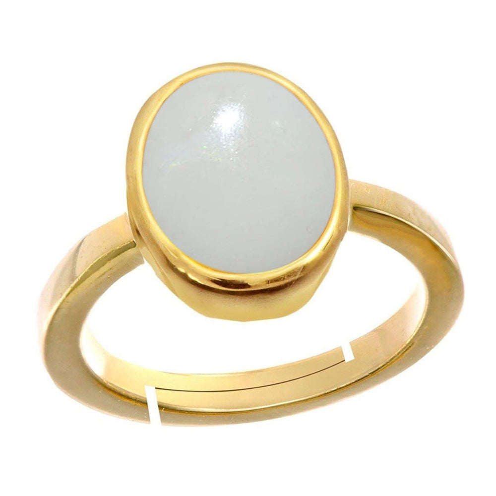 Natural Opal (Upal) October Month Stone Gold Plated Abjustable 2.25 to 9.25 ratti Simple Oval Shape For Mens & Womens ring size IND:6-30