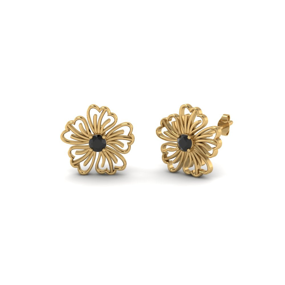 Choose Your Color 925 Sterling-Silver,18K Gold Plated,Rose Gold Plated Hibiscus Flower Screw Back Earring Round Shaped Shining Dainty Floral Pattern Modern Design for Womens and Girls