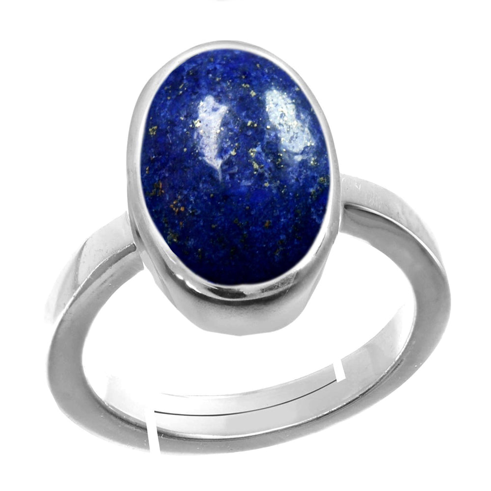 Natural Lapis Lazuli stone-Sterling Silver-Adjustable Ring  2.25 to 9.25 ratti Simple Oval Shape For Mens & Womens ring size IND:6-30
