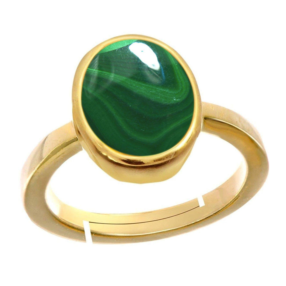 Natural Malachite (Danafirang) gold plated Adjustable Ring 2.25 to 9.25 ratti Simple Oval Shape For Mens & Womens ring size IND:6-30