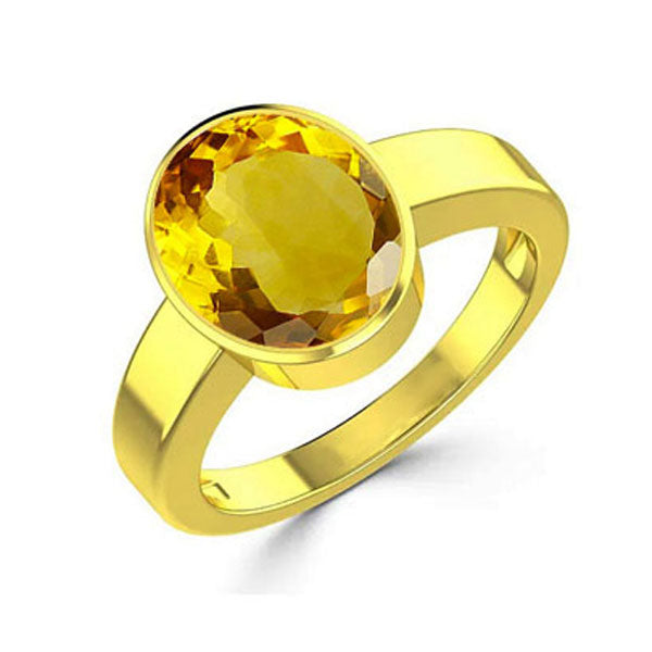 Natural Citrine (Sunella) November month stone Gold Plated Ring 2.25 to 9.25 ratti Simple Oval Shape For Mens & Womens ring size IND:6-28