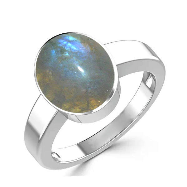 Natural Rainbow Moonstone June Month Stone 925 Sterling Silver Ring 2.25 to 9.25 ratti Simple Oval Shape For Mens & Womens ring size IND:6-28