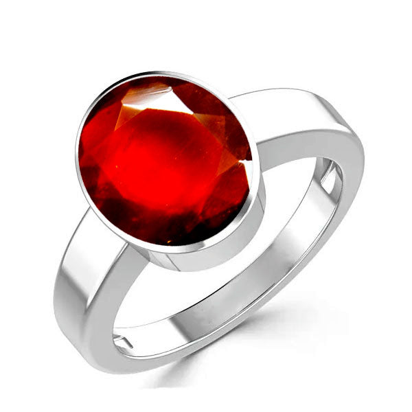 Natural Garnet (Gomedh) January month stone 925 Sterling Silver Ring 2.25 to 9.25 ratti Simple Oval Shape For Mens & Womens ring size IND:6-28