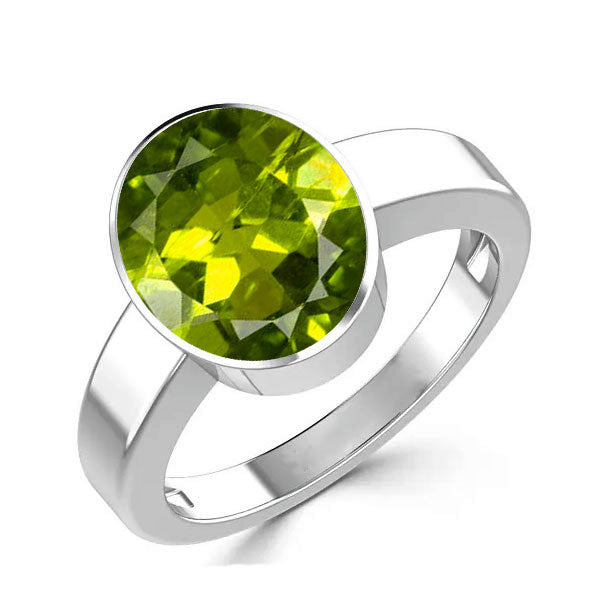 Natural Peridot (Surya) August Month Stone 925 Sterling Silver Ring 2.25 to 9.25 ratti Simple Oval Shape For Mens & Womens ring size IND:6-28