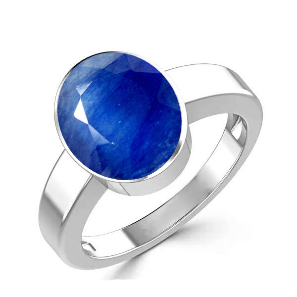 Natural Blue Sapphire(Neelam)September month stone 925 Sterling Silver Ring 2.25 to 9.25 ratti Simple Oval Shape For Mens & Womens ring size IND:6 28