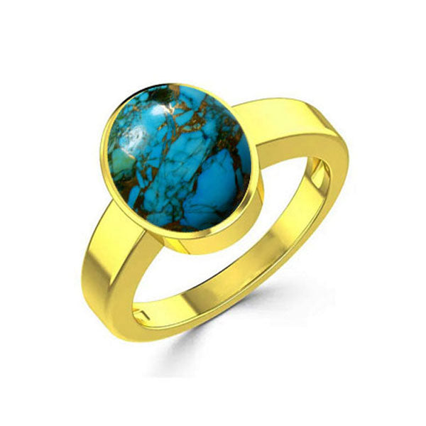 Natural Copper Turquoise (Firoza) December Month Stone Gold Plated