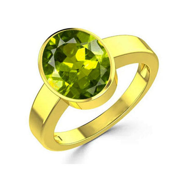 Natural Peridot (Surya) August Month Stone Gold Plated Ring 2.25 to 9.25 ratti Simple Oval Shape For Mens & Womens ring size IND:6-28