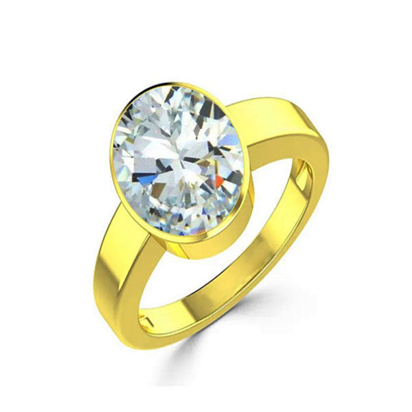Certified Cubic Zircon stone Gold Plated Ring 2.25 to 9.25 ratti Simple Oval Shape For Mens & Womens ring size IND:6 28